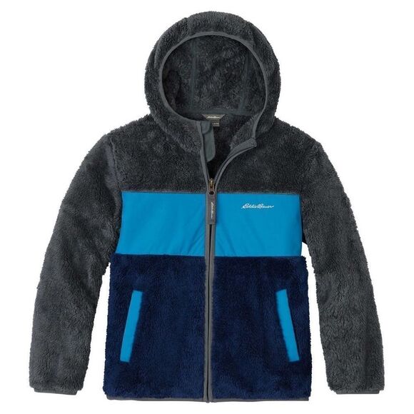 NEW! NWT EDDIE BAUER Youth Blue Gray Color-block Plush Fleece Zip Jacket - Picture 5 of 12
